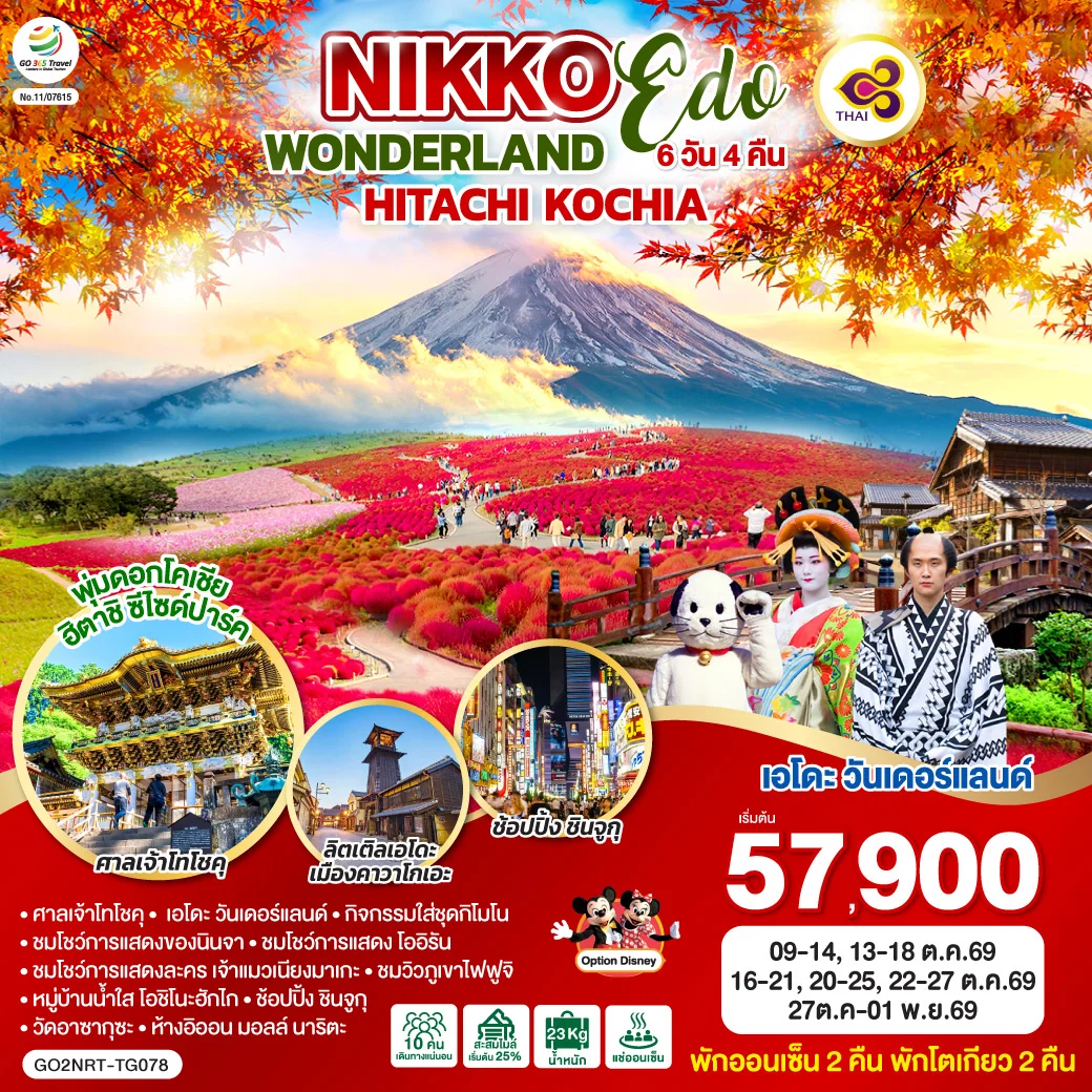 NIKKO EDO WONDERLAND HITACHIKOCHIA  6D 4N โดยสายการบินไทย [TG]